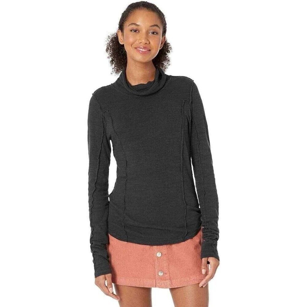 Free People Everyday Layering Knit Top Size XS Black Turtleneck‎